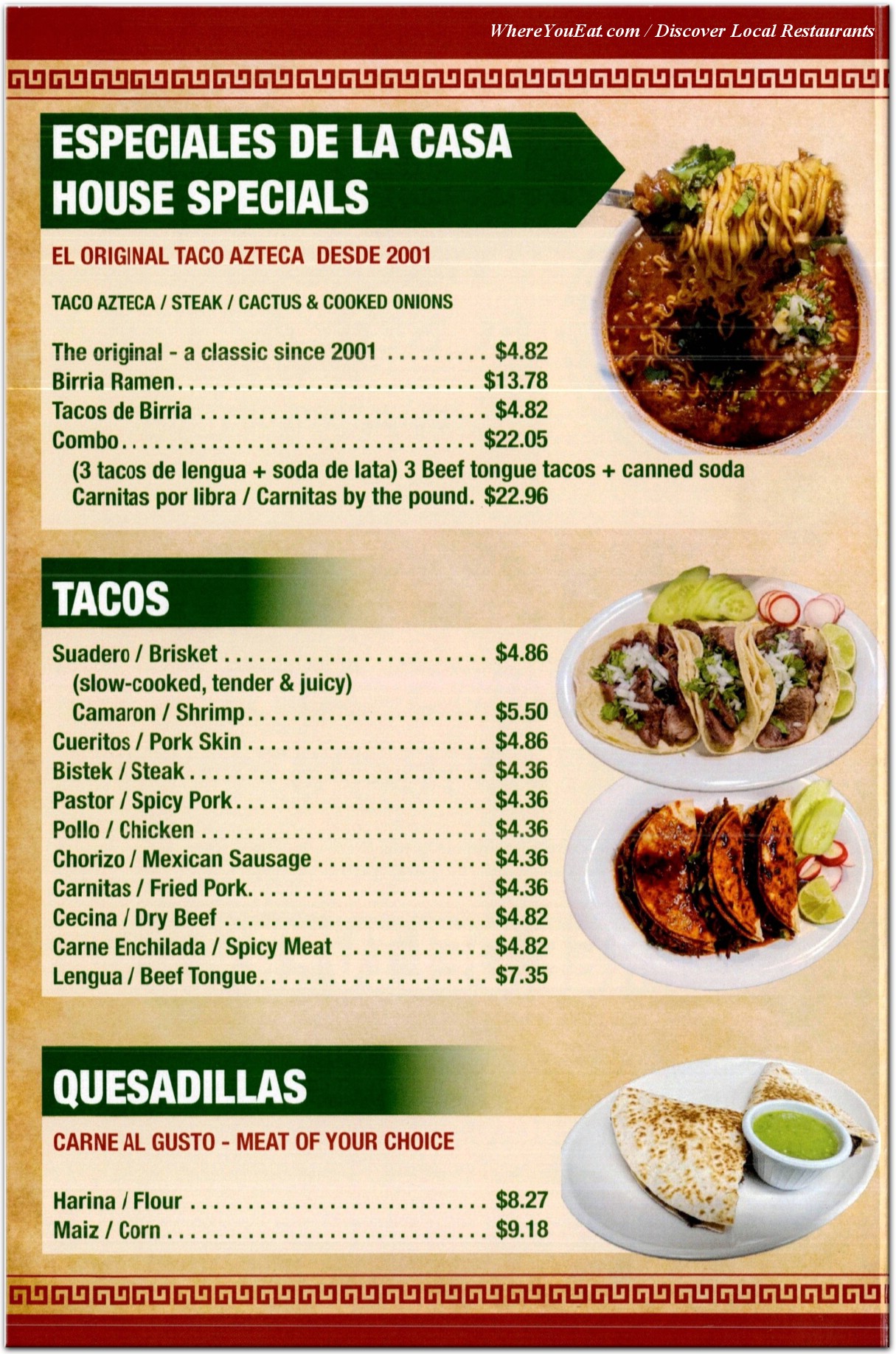 menu