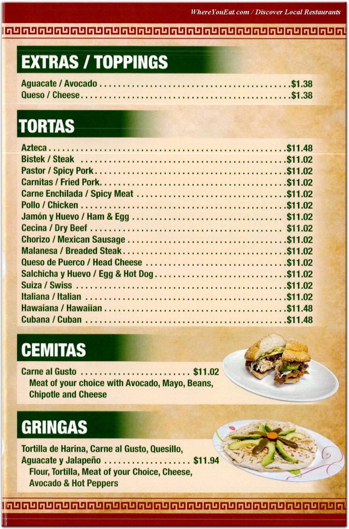 menu